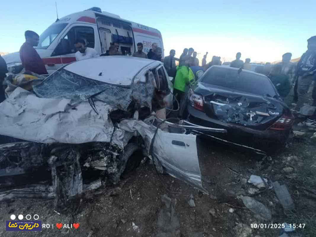 تصاویری از تصادف شدید جمعه 21 دی ماه در جاده شیراز داریون